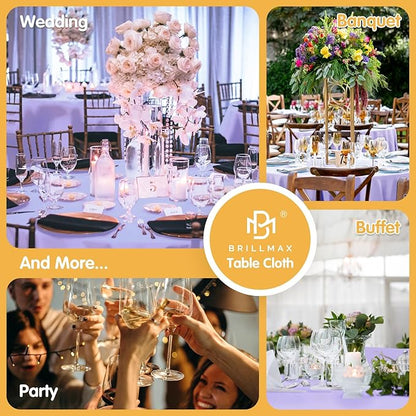 BRILLMAX 4 Pack Lavender Round Tablecloths 120 Inch - Circle Bulk Linen Polyester Fabric Washable Table Cloth Cover for Wedding Reception Banquet Birthday Party Buffet Restaurant