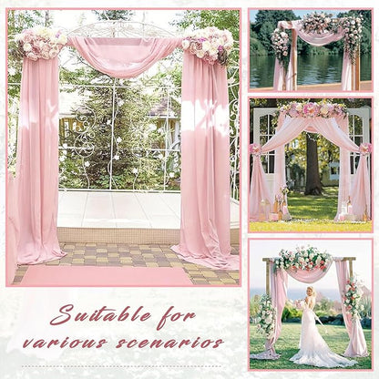 4 Panels Wedding Arch Draping Fabric 20Ft Length x 28" Width Light Pink Arch Drapes Chiffon Fabric Sheer Curtains Backdrop for Party Bridal Decor Wedding Ceremony Ceiling Stage Reception Decorations