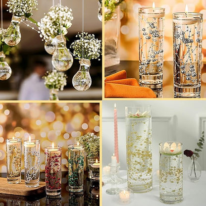 50 PCS Artificial Floating Beads for Centerpieces Vases, Rose Gold 8+3mm String Beads for Wedding Party Faux Pearl String for Decorating, Vase Filler