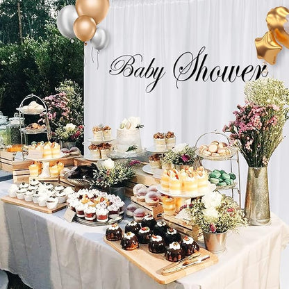 White Backdrop Curtain for Wedding Decor Holiday Party - White Wedding Backdrop Polyester Photography Backdrop Drapes Baby Shower Birthday Privacy Sliding Curtains Home Decor, 5ft x 7ft, 2 Panels