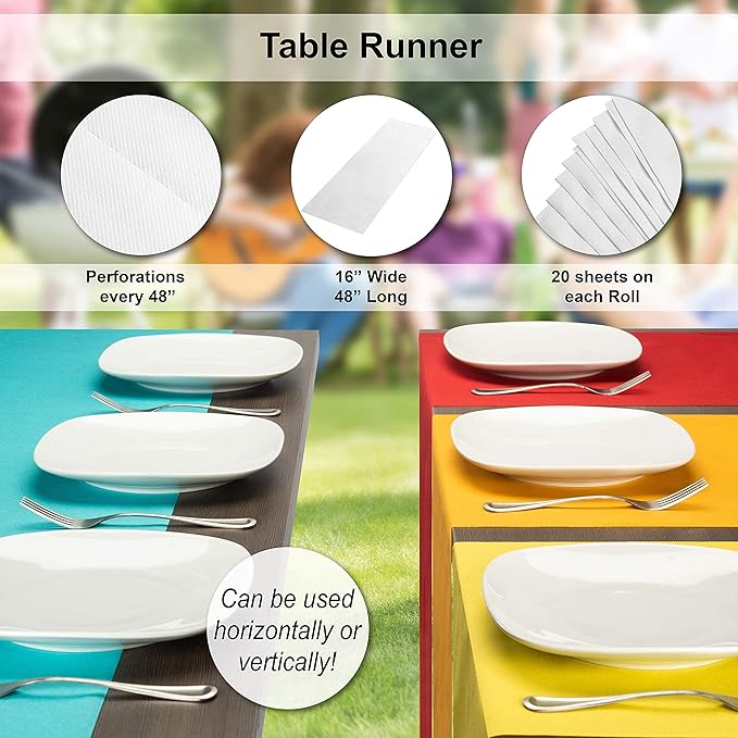 American Homestead Paper Table Runner Roll - 78 ft. Disposable Linen-Like Table Cover Roll - 20 Perforated Table Runners (16" x 48") for Parties, Weddings, and Events - Yellow