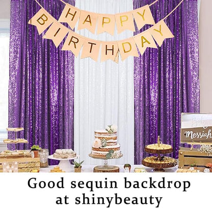 ShinyBeauty 4x10ft Purple Sequin Photo Backdrop - Glitter Background for Photography Studio, Christmas Party Decor, Stage Wall Drapes & Event Celebrations