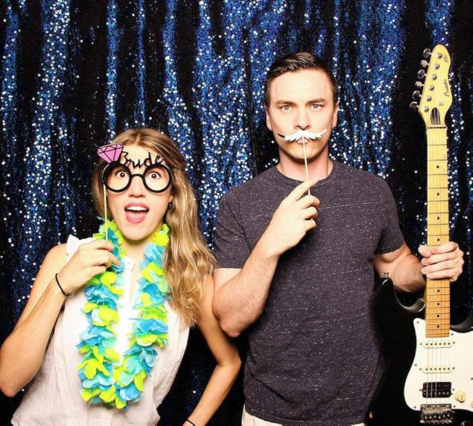 JYFLZQ Navy Blue Sequin Backdrop Curtains 6ft x 8ft 1 Panel Glitter Photo Booth Backdrops Sparkly Photography Background Drapes for Parties Wedding Bridal Showers