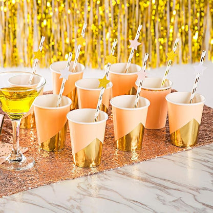 MOWO Glitter Five Stars Confetti Wedding Party Decor and Table Decor, 1.2’’ in Diameter (glitter gold,pink,white,200pc)