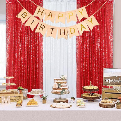 ShinyBeauty 4x10ft Red Sequin Backdrop Curtains | 16ft Glitter Wall Backdrop for Weddings, Parties, and Photography Backgrounds
