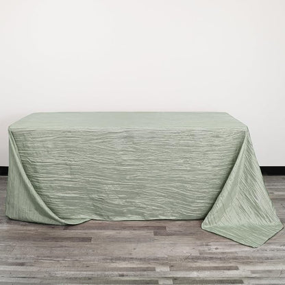 YOUR CHAIR COVERS - 90 x 156 inch Rectangular Crinkle Taffeta Tablecloth - Sage, Rectangle Table Linens for 8 ft Rectangular Tables, Wedding Crushed Table Cloth