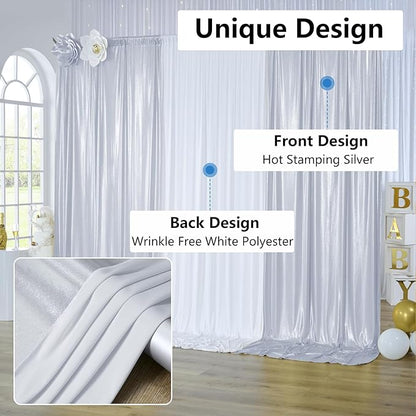 20x10 ft Wrinkle Free Silver Sequin Backdrop Curtain for Parties,Thick Not Fall Glitter Wedding Drapes Backdrop,4 Panels 5x10ft Shimmer Photo Wall Back Drop Cloth for Birthday Photography Background