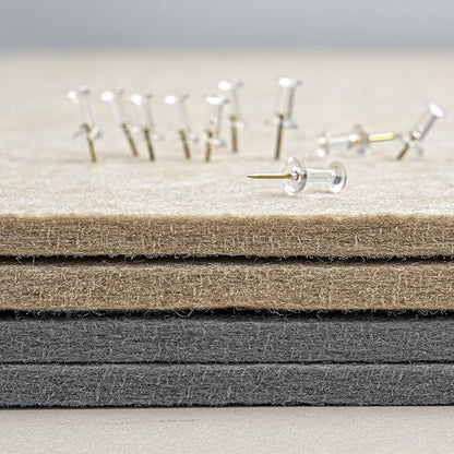 Bulletin Board, 35 x 17 1/2 inches Felt Board - Decorative Pin Board, Cork Board Alternative for Wall, Foldable Picture Board Self-Adhesive Vision Board Prayer Board with 20 Pushpins - Gray