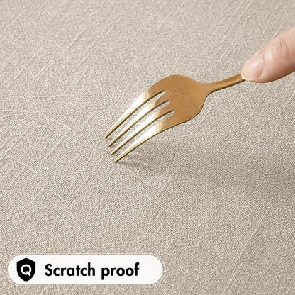 MIULEE Natural Linen Cotton Blend Tablecloth Rectangle, Luxury Waterproof Stain Resistant Durable Farmhouse Oblong Table Cloth for Dining Party Christmas Weddings Birthday, 52 x 120 inch, Ivory Cream