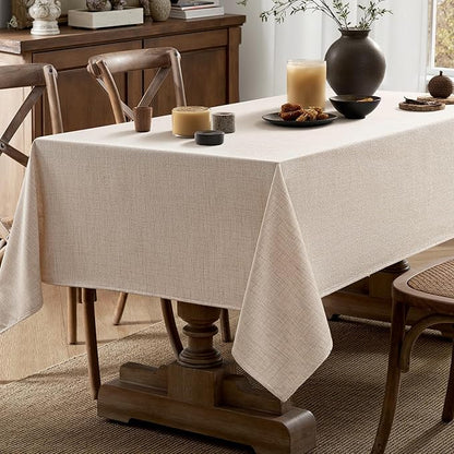 MIULEE Ivory-Black Linen Tablecloth 60x104 Inch Rectangle Table Cloth Waterproof,Stain Resistant & Wrinkle Resistant for Dining Party Wedding