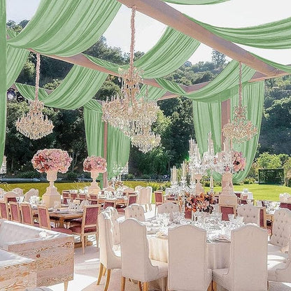 MODFUNS Ceiling Drapes for Weddings Sage Green Ceiling Draping Fabric 2 Panels 5x30ft Chiffon Wedding Arch Drapery Sheer Curtain Drapes Voile Ceiling Curtain for Wedding Party Ceiling Decor