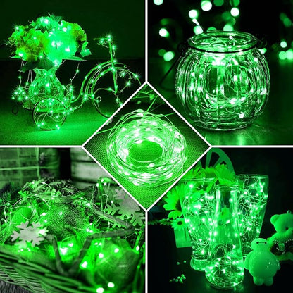 24 Pack Green Fairy Lights 7Ft 20 LED Twinkle String Lights 3 Modes Battery Operated Waterproof Firefly Starry for Mason Jar Party Wedding Christmas Valentines Day Table Centerpieces