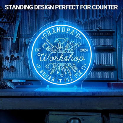 Custom Garage Neon Sign for Workshop, Personalized LED Wrench Tool Signs for Men Dad Gifts, Dimmable Customized Garage Light Up Signs for Carport Repair Shop Carbarn Man Cave Business Wall Decor