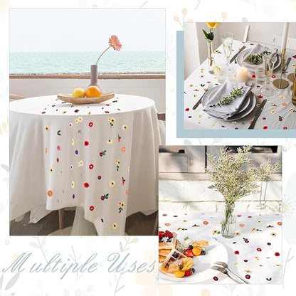 Lvory Floral Table Runner 10 FT, Embroidery Daisy Table Runners Seasonal Sheer Tulle Table Runner for Thanksgiving Wedding Birthday Baby Shower Party ﻿