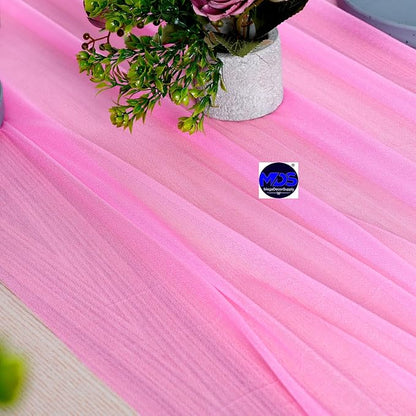 MDS 10 Pack 10ft Chiffon Table Runner 29 x 120 Inches Sheer Wedding Runner Romantic Rustic Table Runner for Wedding Decorations, Birthday Parties, Bridal Shower Party Arch Decor - Bubblegum Pink