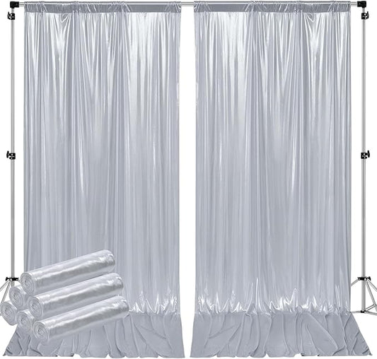 30ftx10ft Silver Sequin Backdrop Curtain for Parties, Wrinkle Free Glitter Photo Backdrop Drapes 6 Panels 5x10FT Back Drop Cloth Shimmer Fabric for Wedding Birthday Photography Background