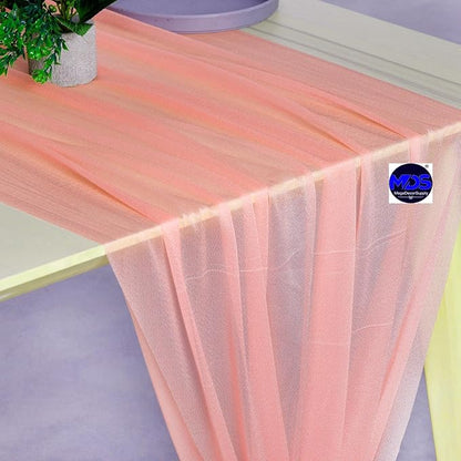 MDS Halloween Chiffon Table Runner - 25 Pack, 29 x 170 Inches, 14ft Each - Sheer Spooky Table Runners for Haunted House Parties, Trick-or-Treat Tables, Witchy Décor, Wedding & Events - Peach