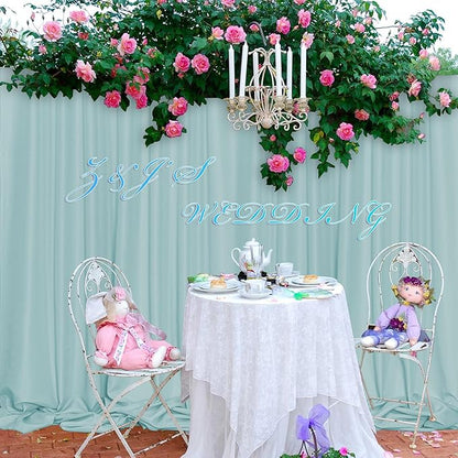MEETSKY Light Green Backdrop Curtains 10ft x 10ft for Wedding Birthday Baby Shower Photography Backdrop Fabric Curtains Drapes Rod Pocket Light Filtering Window Drapes, 5ft x 10ft, 2 Panels
