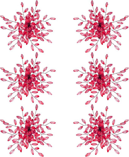 Christmas Napkin Rings Set of 6 for Dining Table Decoration Parties Everyday Metal Napkin Holder Leaf Red (Pack of 6)