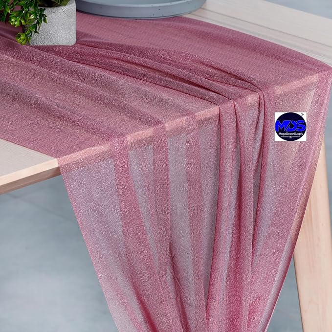 MDS Halloween Chiffon Table Runner - 25 Pack, 29 x 170 Inches, 14ft Each - Sheer Spooky Table Runners for Haunted House Parties, Trick-or-Treat Tables, Witchy Décor, Wedding & Events - mauva
