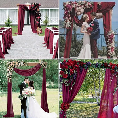 8 Panels Wedding Arch Draping Fabric 28" x20Ft Wedding Arch Drapes Chiffon Fabric Drape Sheer Backdrop Curtain for Weddings Party Swag Ceremony Birthday Arbor Drapery Reception Ceiling Décor(Burgundy)