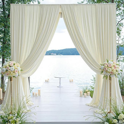 50×12ft Wrinkle Free Ivory Backdrop Curtain for Wedding Parties, 10 Panels 5×12ft Long Soft Silky Polyester Backdrop Drapes Cream Photo Back Drop Curtains for Party Photography Background Cloth