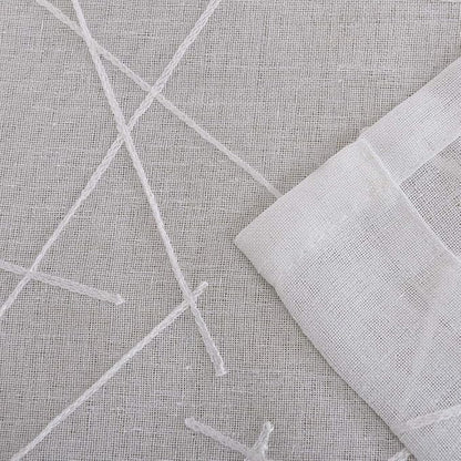 White Sheer Curtains 45 Inch Length, Modern Geometric Embroidery Sheer Rod Pocket Voile Drapes for Living room, Bedroom, Window Treatments Semi Curtain Panels for Villa, Set of 2, 52"x 45".