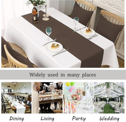 Rustic Brown Table Runner Solid Color Soft Thick Polyester Decorative Cloth Handcrafted for Wedding Party Birthday Graduations Hotel Restaurant Banquet Catering Services Event 14x72 inch