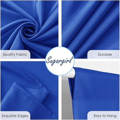 Sugargirl 10x10FT Royal Blue Backdrop Curtains Polyester Photo Backdrop Drapes Curtains 2 Panels with Rod Pockets for Party Birthday Wedding Photography Home Decoration
