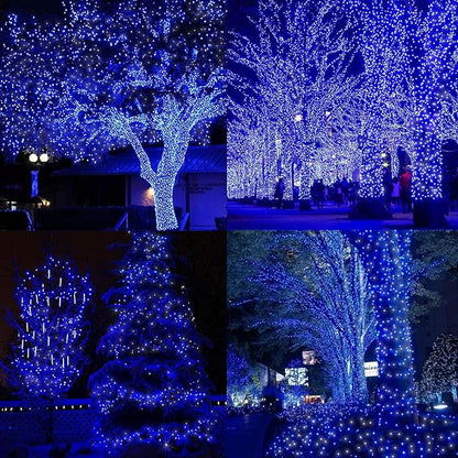 LAMPHOME 66ft Christmas Decorative Mini Lights, 200 LED Transparent Wire Fairy Starry String Lights Plug in, 16 Lighting Modes for Indoor Outdoor Xmas Tree Wedding Party Decoration (White +Blue)