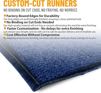 Ottomanson 2' x 14' Ultra-Thin Hallway Runner Rug - Durable Non-Slip Carpet for High-Traffic Areas - Fits Under Doors for Seamless Entry - Ideal for Kitchen, Entryway, Bedroom & Living Room, Navy