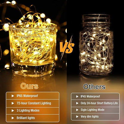 6 Pack Fairy Lights Battery Operated - 7ft 20 Led Twinkle Lights 3 Modes, Bulk Mini String Lights Waterproof for Mason Jars Vases DIY Party Wedding Decoration Christmas -Warm White