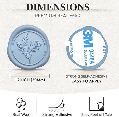 Wax Seal Stickers (60 Pcs, 3 Designs in 1 Pack) Premium Envelope Seal Stickers for Wedding Invitation Envelopes, Adhesive Wax Seals, Perfect for Seating Chart, Gift Wrapping
