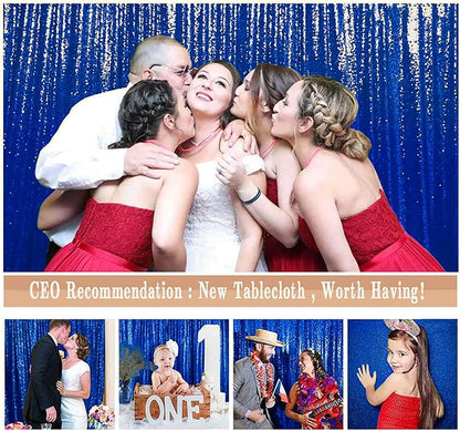 ShinyBeauty Sequin Royal Blue Backdrop Curtain 4Ftx7Ft Photo Backdrops Blue Photograph Background Shimmer Curtains for Party, Wedding, Birthday, Graduation, Holiday