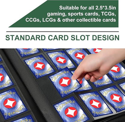 GEAoffice Premium 1000 Trading Card Binder, Large Side Loading 16 Pocket Card Collection Binder Album Folder for MTG, TCG & Sports, Green