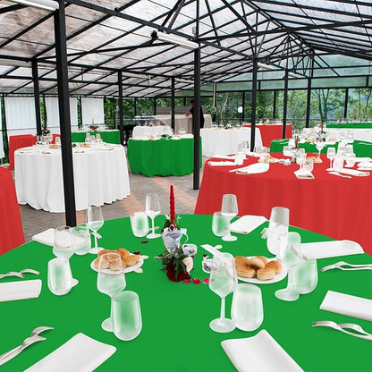 36 Pack Christmas Round Disposable Tablecloth, Red White Green Circle Plastic Tablecloth Bulk, Italy Theme Table Covers for Christmas Family Gathering Dining Banquet Italian Party Decoration,84inch