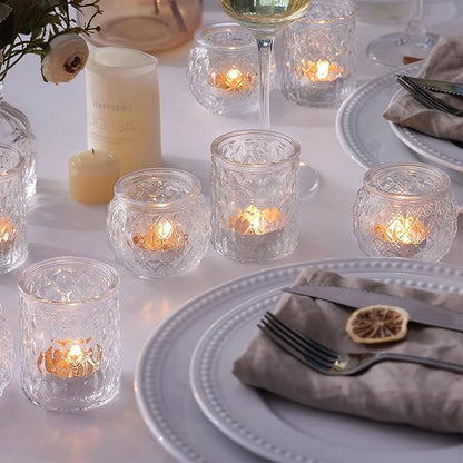 36pcs Assorted Clear Votive Candle Holders, Tea Light Candle Holders for Wedding Centerpiece, Glass Candle Holder for Table Centerpiece, Home and Party Decorations