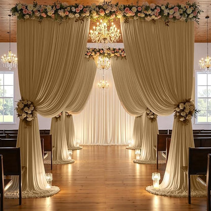 20ftx10ft Beige Backdrop Curtains for Party Background, Wrinkle Free Beige Photo Curtains Backdrop Drapes 4 Panels Back Drop Cloth for Wedding Birthday Photography Baby Shower Decor