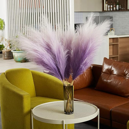 EVODIS Faux Pampas Grass Decor, 6 Stems Artificial Pampas Grass - 43 inch Tall Pompass Grass Large Pompous Boho Flower Arrangement Home Decor for Room Wedding Party