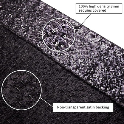 Poise3EHome 6Ft x 8Ft Black Sequin Backdrop, Glitter Thick Satin Background Drapes, Sparkly Opaque Photography Curtain, Sequence Xmas Thanksgiving Backdrop for Wedding Party Holiday Festival Decor