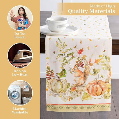 Maison d' Hermine Table Runner 100% Cotton Single Layer Table Runners 108 inches Long Decorative for Home Kitchen Dining Party Baby Shower Wedding Bridal Shower (Pumpkin Passion, 14.50" x 108")