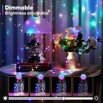 1 Pack 65.6 Ft. Battery Operated Outdoor String Lights with Remote & Timer, LED Multi Color Fairy Lights, Waterproof Twinkle Lights for Bedroom, Dorm, Mason Jar, Wedding, Party, Christmas