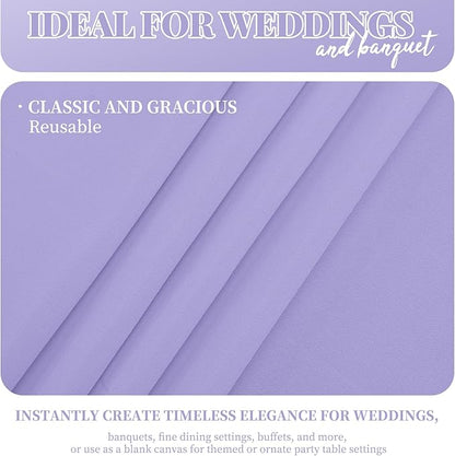 12 Pack 60 x 102 Inch Rectangle Tablecloth Lavender Polyester Tablecloth for 6 Feet Rectangle Tables,Washable Fabric Table Cloth for Wedding Dining Table Buffet Parties Camping