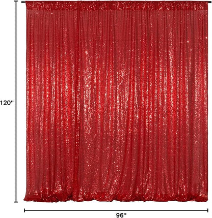 Poise3EHome Red Sequin Backdrop,8FT x 10FT Sequin Photography Backdrop Curtain for Party Decoration, Red