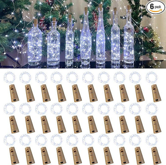 Wine Bottle Lights with Cork, 20 LEDs 6.6 Feet Silver Wire Cork Bottle Lights,Fairy Mini String Lights,for DIY Christmas,Party,Decor,Wedding Listing (30 Pack, Cool White)