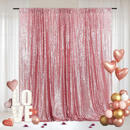 Eternal Beauty Fuchsia Pink Sequin Backdrop, 4x7 Ft Glitter Background Curtains for Shimmer Photography Party Wedding Birthday Back Drop Decor