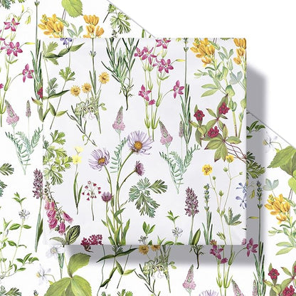 RUSPEPA 30" X 100' Wild Flower Wrapping Large Paper Roll for Women Girls, Jumbo Roll, Elegant Floral Design Gift Wrap Perfect for Birthday, Bridal Shower, Spring, Wedding, Mother's Day