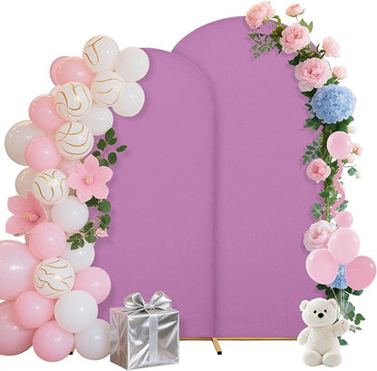Wedding Arch Covers Arch Backdrop Cover Arch Stand Covers 7.2FT 6FT Set of 2 Arch Cover Spandex Fabric Stretchy Backdrop for Wedding Birthday Party Decoration Baby Shower (Lilac)