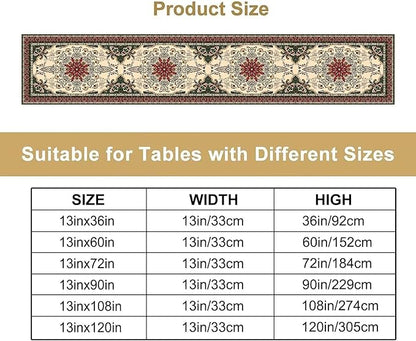Vintage Paisley Bohemian Table Runner Beige Red Rustic Farmhouse Home Kitchen Table Dining Coffee Room Garden Party Wedding Decor 13x108in