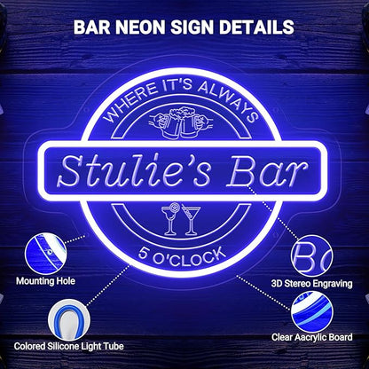 Custom Bar Neon Sign for Wall Decor, Personalized Cocktail Beer LED Light Up Signs for Home Bar, Customized Neon Lights Signs for Men Dad Gifts, Man Cave Pub Tavern Bistro Lounge Business Decor